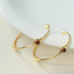 Red Agate Tiger Eye Stone Metal Hoop Earrings - Gembea Jewelry