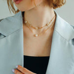 Overlay Natural Pearl Pendant Necklace - Gembea Jewelry