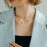 Overlay Natural Pearl Pendant Necklace - Gembea Jewelry