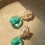 Blue Glazed Pearl Drop Earrings - Gembea Jewelry