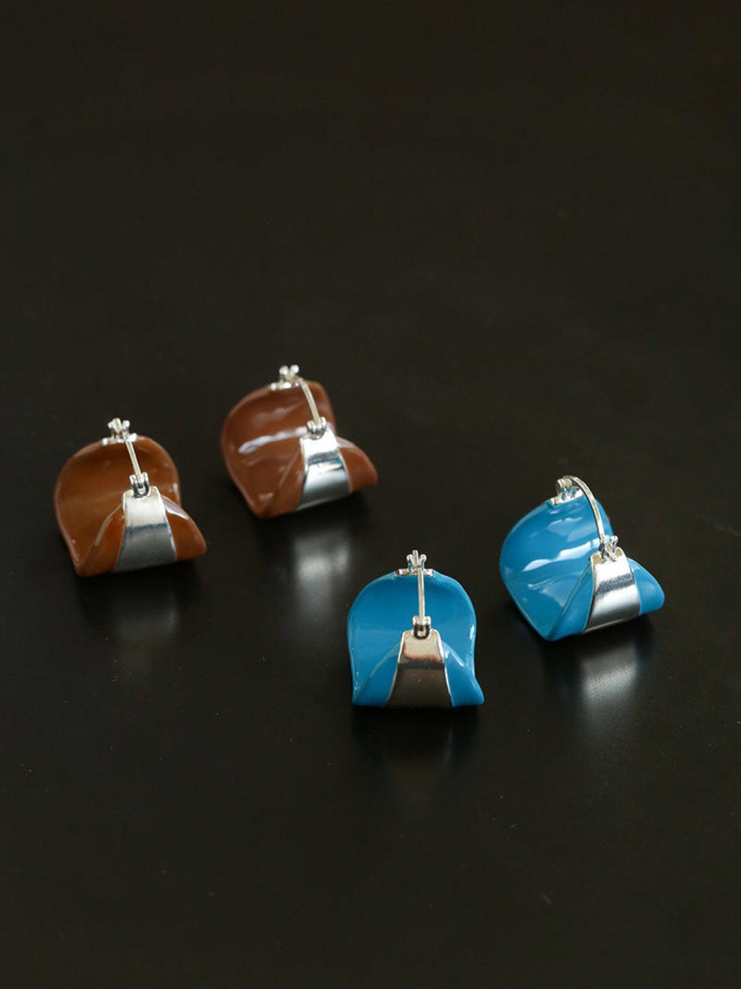 Simple Enamel Glaze Curved Hoop Earrings - Gembea Jewelry