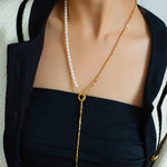 Gembea Jewelry Y-shaped Pearl Chain Necklace
