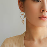 Metal Circle Baroque Pearl Drop Earrings - Gembea Jewelry