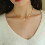 Overlay Natural Pearl Pendant Necklace - Gembea Jewelry
