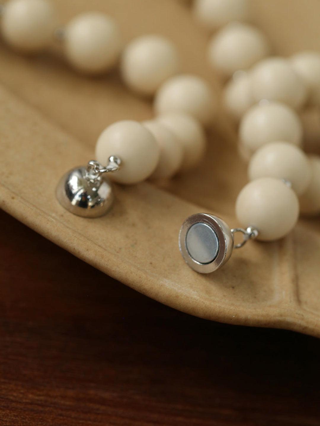 White Fossil Stone beaded necklace - Gembea Jewelry
