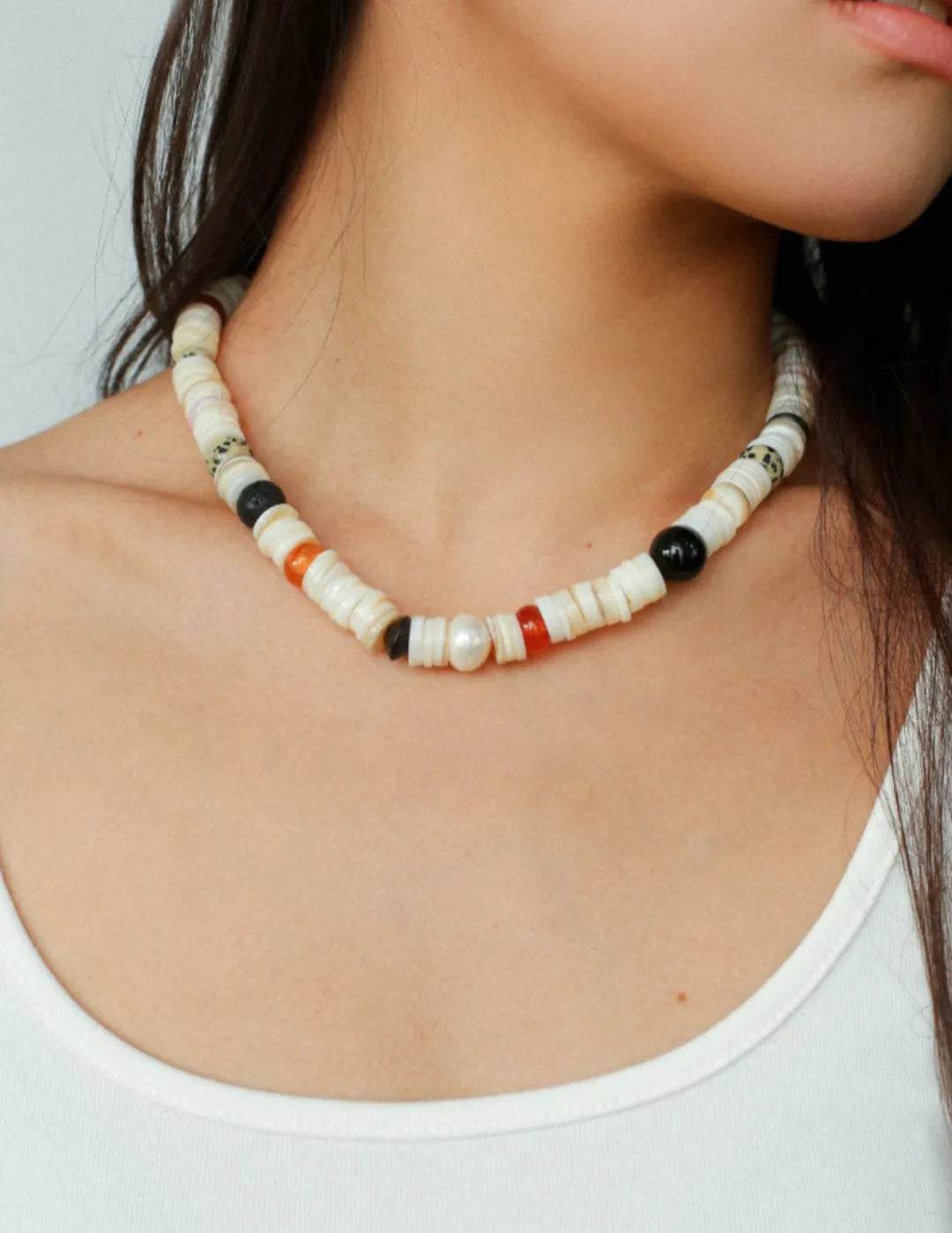 Sea's Embrace Mother of Pearl Beaded Necklace