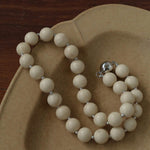 White Fossil Stone beaded necklace - Gembea Jewelry