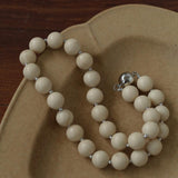 White Fossil Stone beaded necklace - Gembea Jewelry