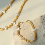 Vintage Gold Bean Irregular Pearl Bracelet - Gembea Jewelry