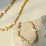 Vintage Gold Bean Irregular Pearl Bracelet - Gembea Jewelry