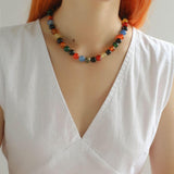 Spring Heartbeat Colored Stone Beaded Necklace - Gembea Jewelry