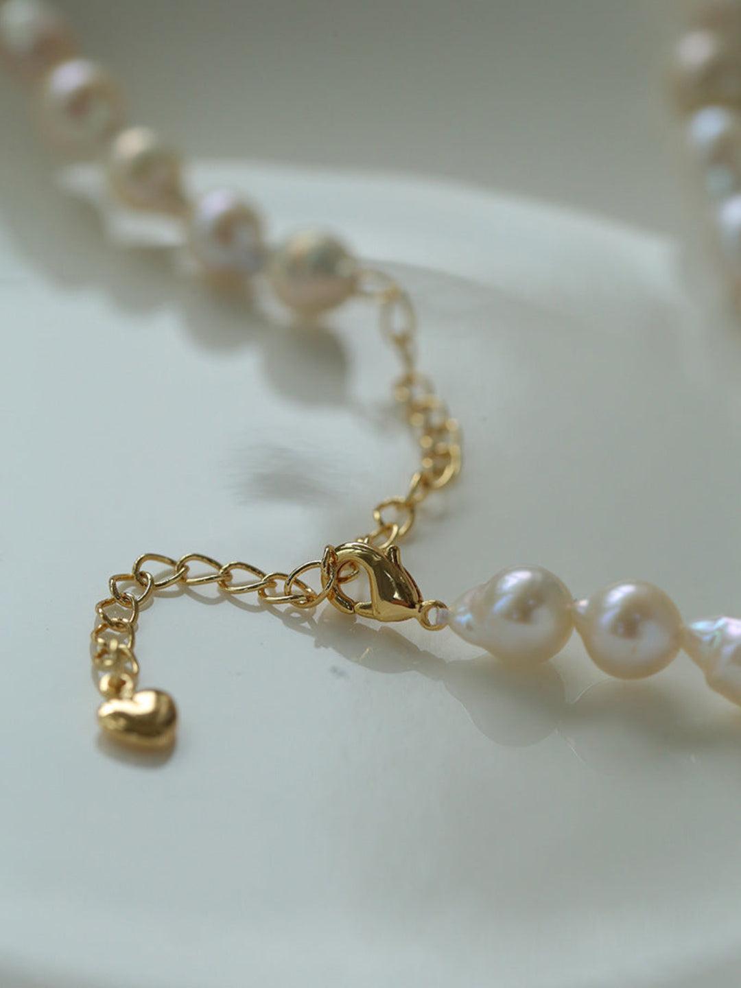 Ruby Zircon Drop Pearl Beaded Necklace - Gembea Jewelry