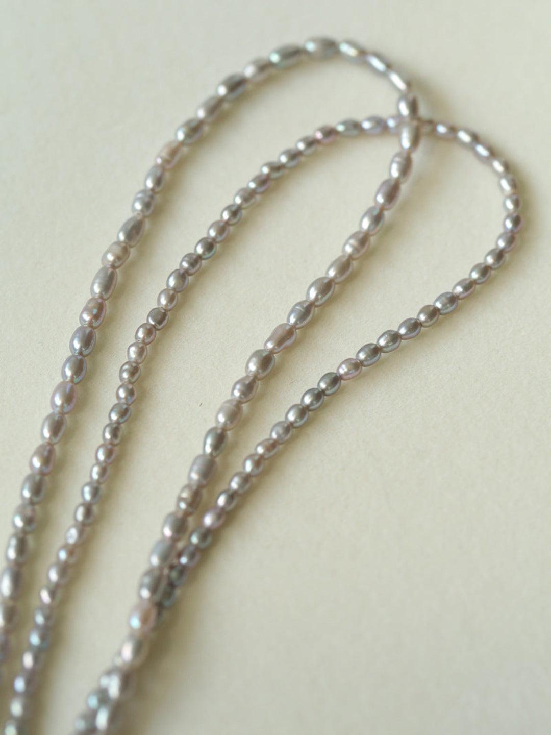 Grey Rice Pearl Necklace - Gembea Jewelry