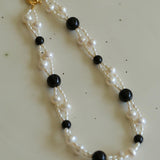 Black Agate Pearl Choker Necklace - Gembea Jewelry