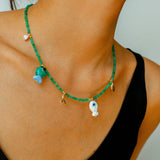 Gembea Jewelry Green Agate Glass Sea Animal Necklace