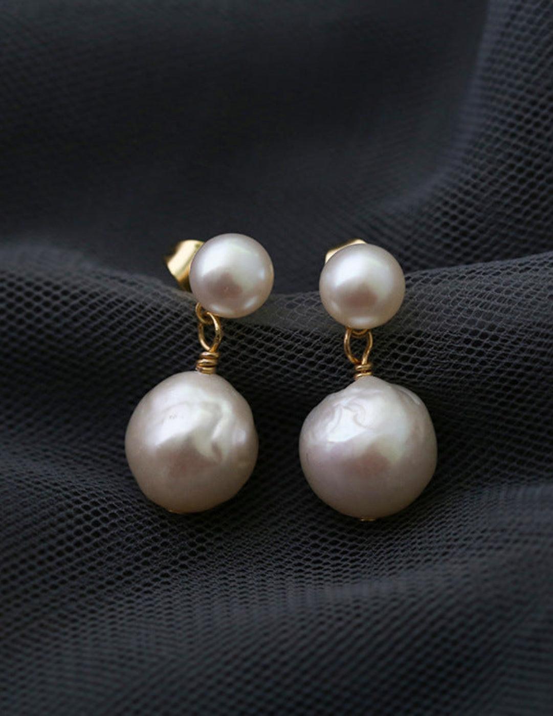 Petite Pearl Drop Studs Earrings - Gembea Jewelry