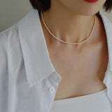 Minimalist Rice Pearl Beaded Necklace-Gembea Jewelry