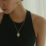 Oval Pendant Baroque Shaped Pearl Earrings - Gembea Jewelry