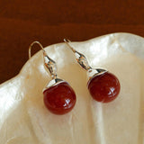 Red and Green Agate Gourd Ear Hook Earrings - Gembea Jewelry