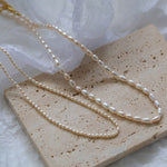 Minimalist Rice Pearl Beaded Necklace-Gembea Jewelry