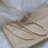 Minimalist Rice Pearl Beaded Necklace-Gembea Jewelry