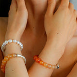 Red Agate Stretch Beaded Bracelet - Gembea Jewelry