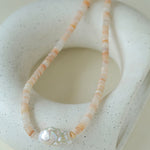 Gembea Jewelry Pink Stone Beaded Baroque Pearl Necklace