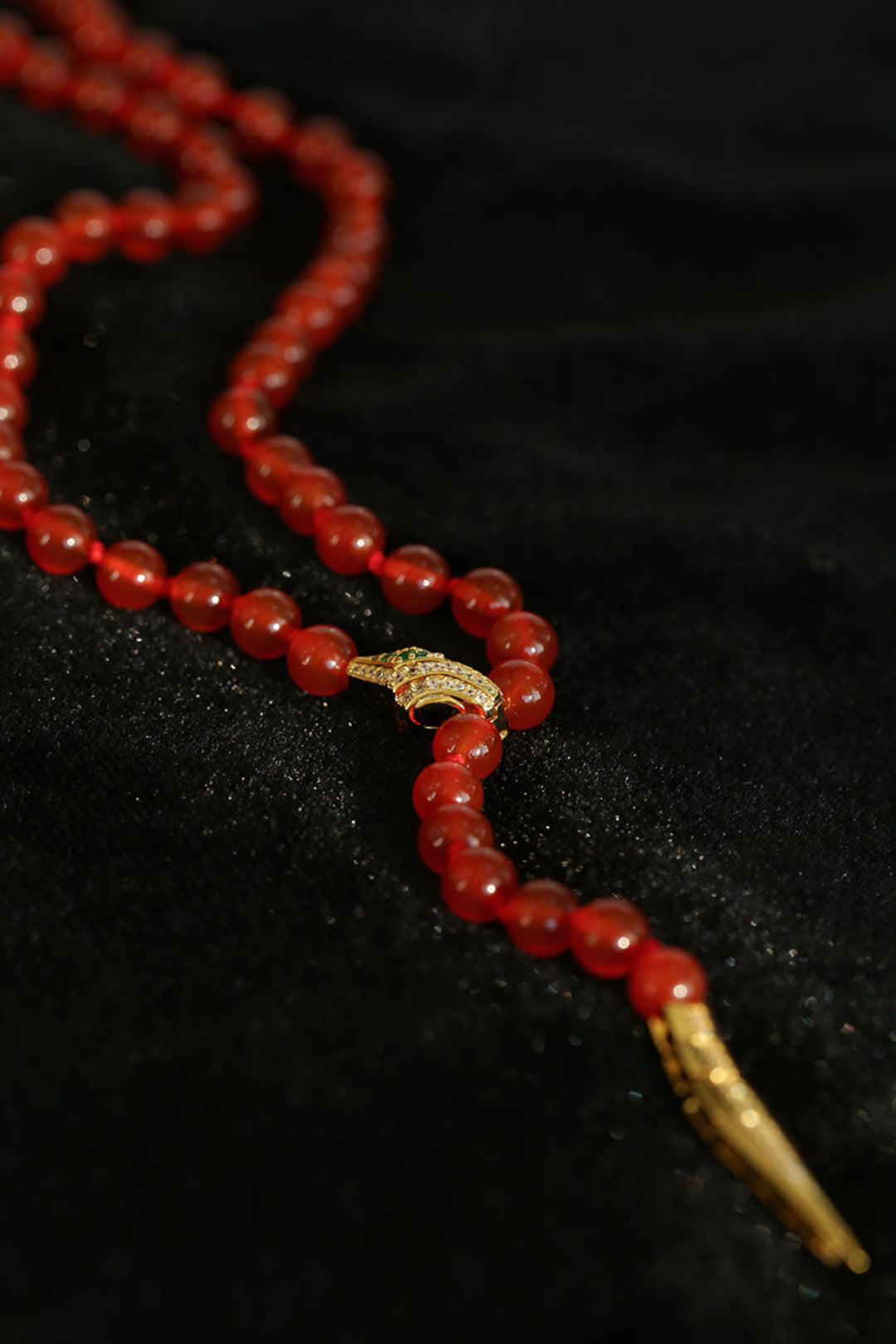 Red and Green Agate Snake Necklace - Gembea Jewelry