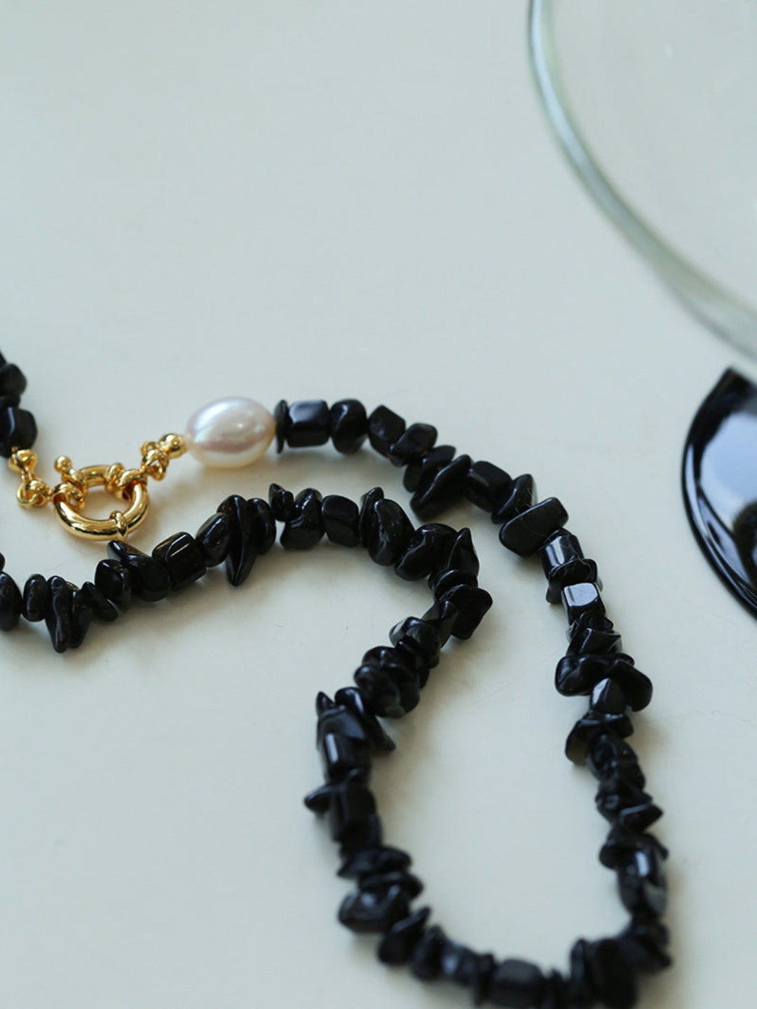 Gembea Jewelry Black Agate Gravel Pearl Necklace