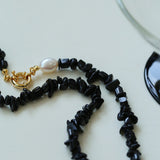 Gembea Jewelry Black Agate Gravel Pearl Necklace