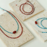 Blue Phosphorus Gray Agate Beaded Necklace - Gembea Jewelry