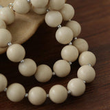 White Fossil Stone beaded necklace - Gembea Jewelry