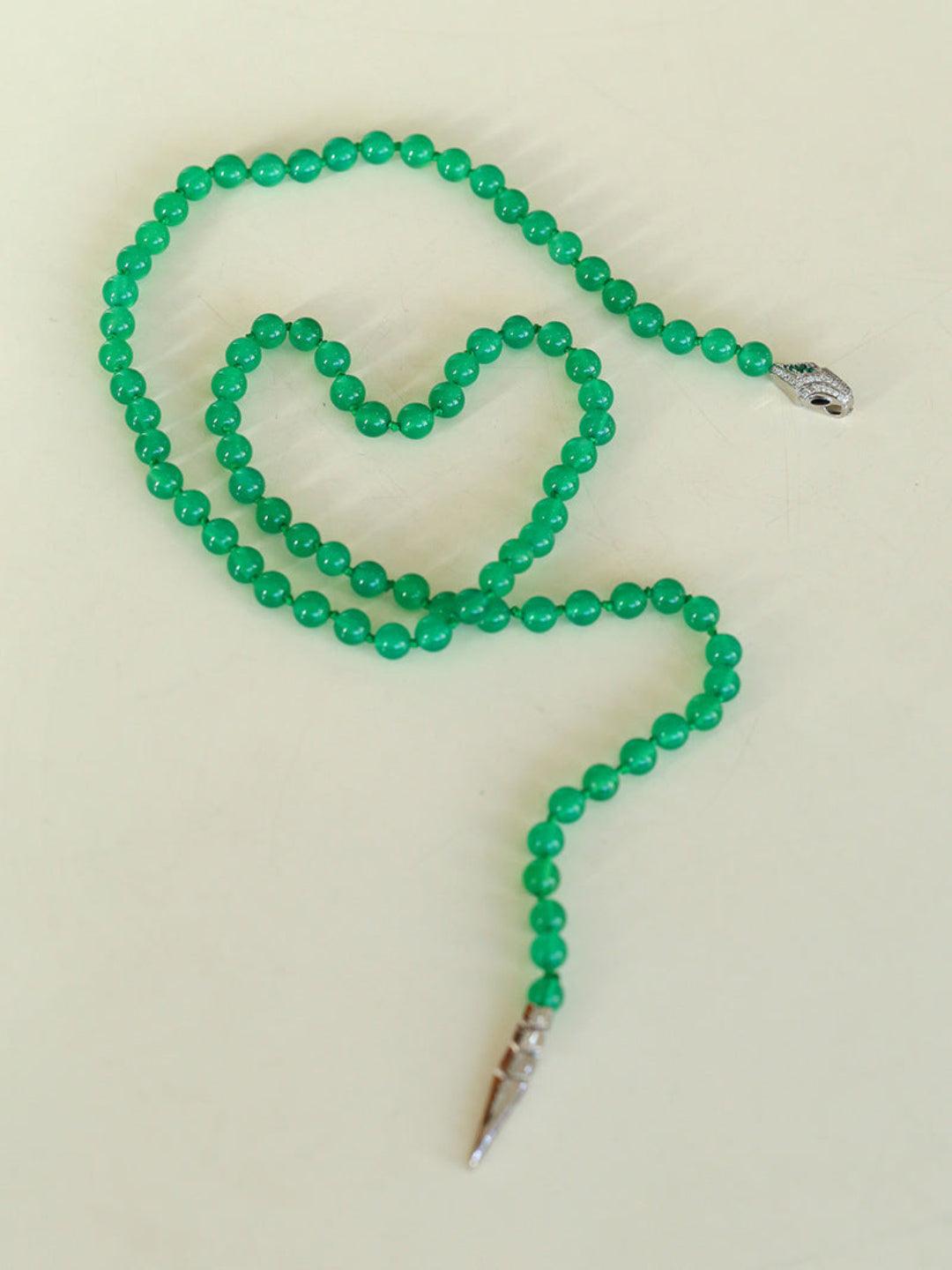 Red and Green Agate Snake Necklace - Gembea Jewelry