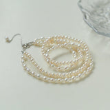 Pull Double Layers Beaded Pearl Necklace - Gembea Jewelry