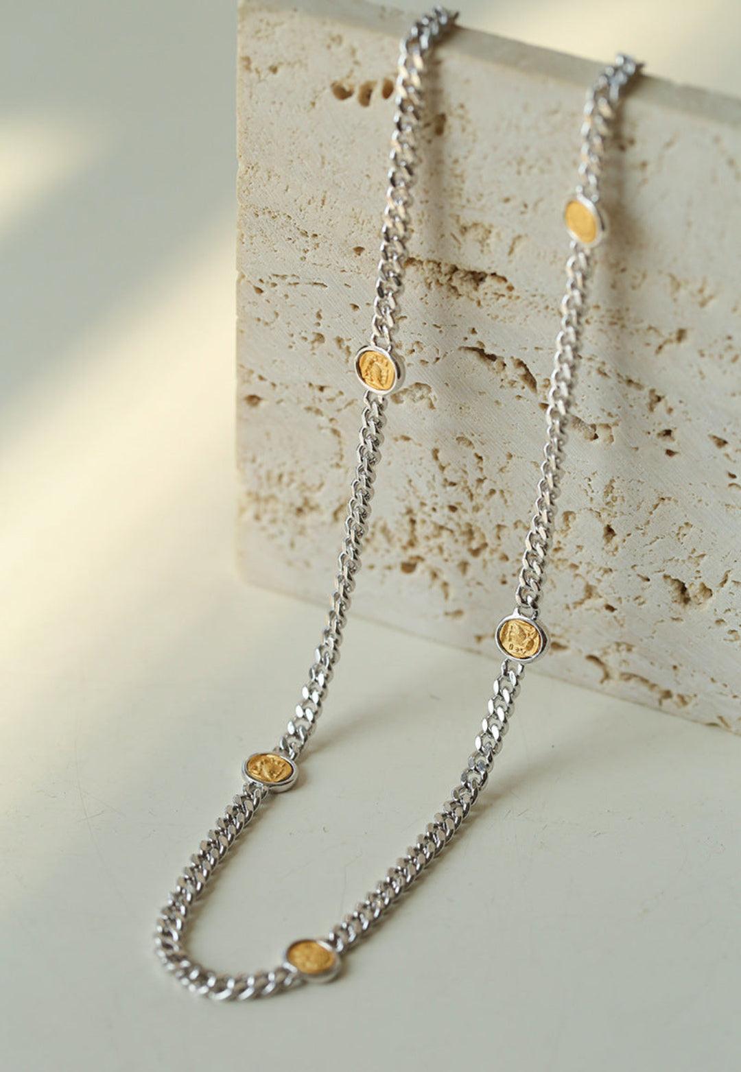 Athena Old Coin Chain Necklace - Gembea Jewelry
