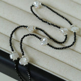 Small Petal Baroque Black Pointed Crystal Necklace - Gembea Jewelry