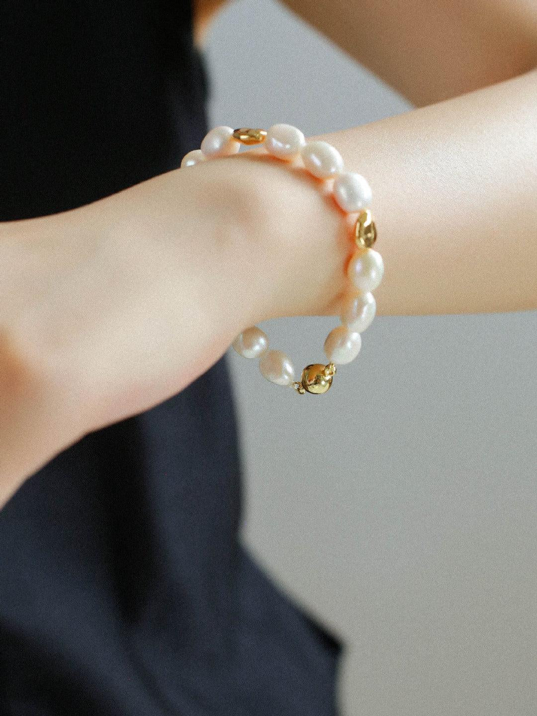 Magnetic Buckle Irregular Metal Pearl Bracelet - Gembea Jewelry