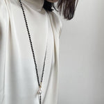 Long Black Agate Baroque Pearl Necklace - Gembea Jewelry