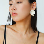 Gembea Jewelry Enamel Flower Pearl Black Agate Earrings