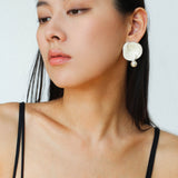 Gembea Jewelry Enamel Flower Pearl Black Agate Earrings