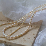 Minimalist Rice Pearl Beaded Necklace-Gembea Jewelry