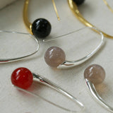 Hand-made Gray Red Black Agate Stone Ear Hooks Earrings - Gembea Jewelry