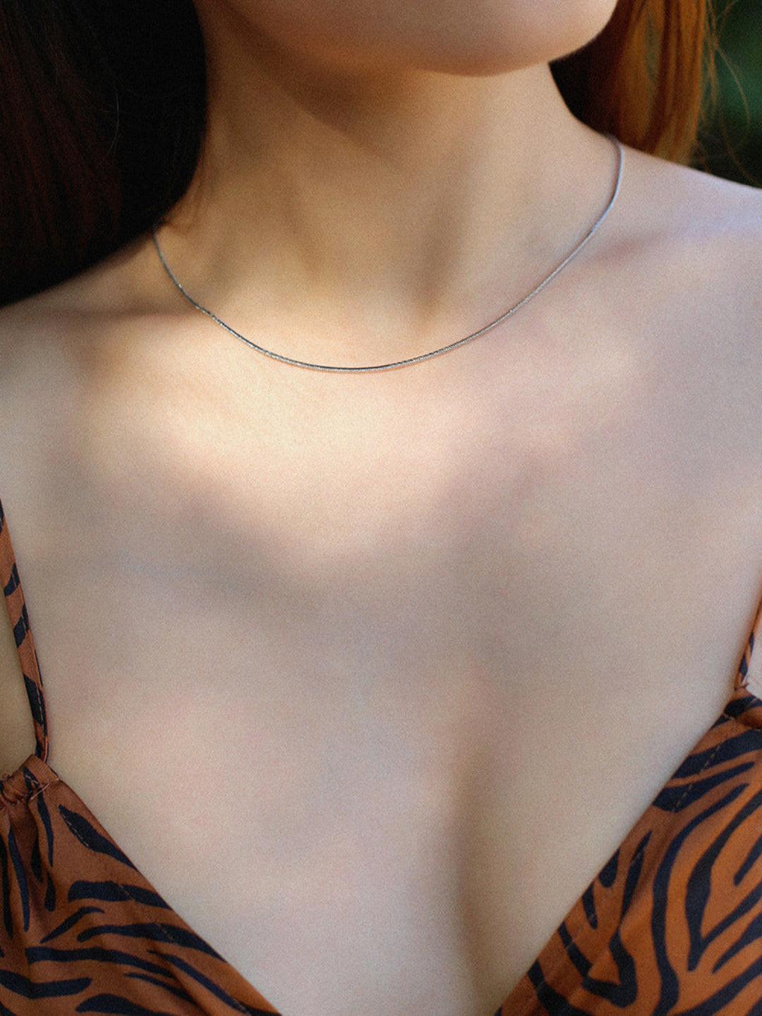 Simple Snake Bone Chain Necklace - Gembea Jewelry