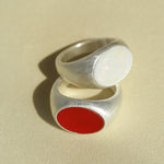 Gembea jewelry Wide Silver Brushed Agate Ring