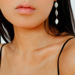 Diamond Baroque Pearl Long Earrings - Gembea Jewelry