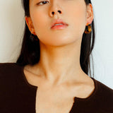 Black Agate Tiger Eye Stone Moon Bud Earrings - Gembea Jewelry