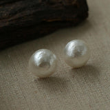 Flying Saucer Cotton Pearl Stud Earrings - Gembea Jewelry
