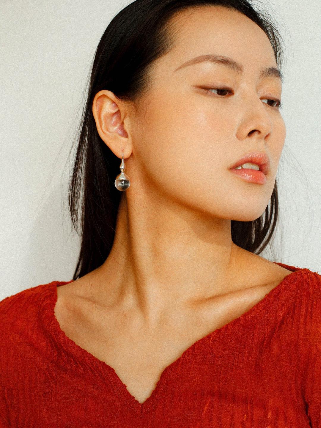 Red and Green Agate Gourd Ear Hook Earrings - Gembea Jewelry