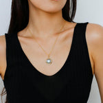 Zircon Seawater Mabe Pearl Pendant Necklace - Gembea Jewelry