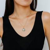 Zircon Seawater Mabe Pearl Pendant Necklace - Gembea Jewelry